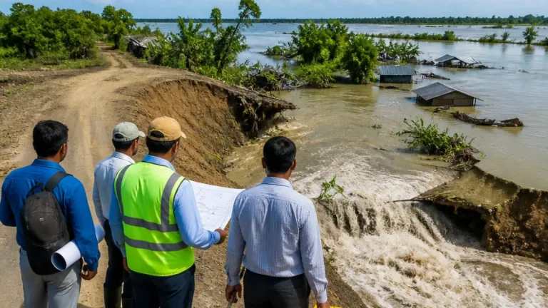 দশমিনার হাজিরহাটে তেঁতুলিয়া নদীর বেড়িবাঁধ ফেটে ৫০ বাড়ি প্লাবিত, স্থায়ী ব্যবস্থা নেবে পাউবো