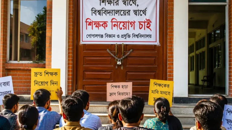 গোপালগঞ্জ বিজ্ঞান ও প্রযুক্তি বিশ্ববিদ্যালয়ে আর্কিটেকচার বিভাগে শিক্ষক সংকটে ভিসি অফিস অবরুদ্ধ
