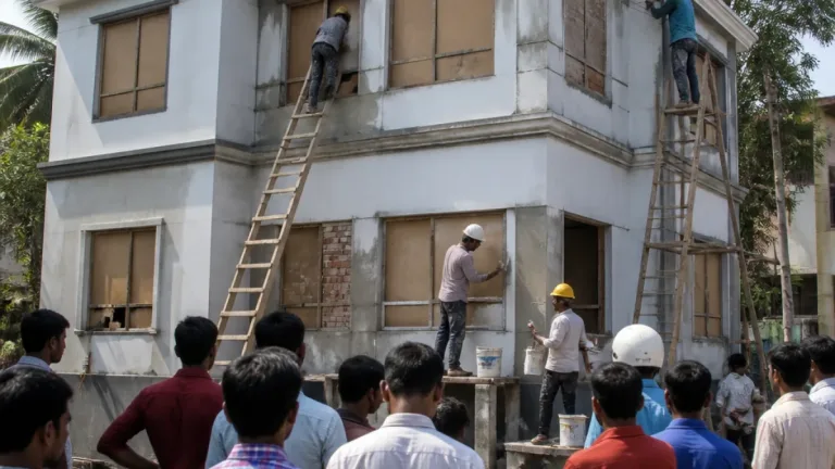 হামলার এক মাস পর মাগুরার সাকিবের ফাঁকা বাড়িতে শুরু হলো সংস্কারকাজ
