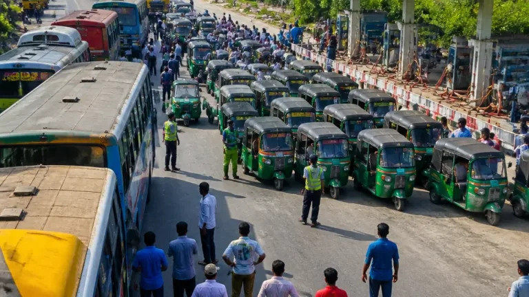 জামালপুরে সিএনজি চালকদের মহাসড়ক অবরোধ, গ্যাস সরবরাহ ও একাধিক ফিলিং স্টেশনের দাবি