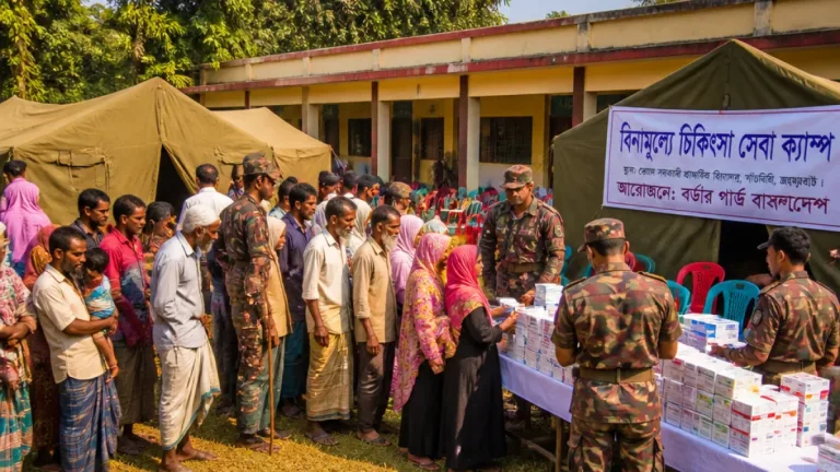জয়পুরহাটে বিজিবির ফ্রি মেডিকেল ক্যাম্পে ৫ শতাধিক সীমান্তপারি মানুষ সুফল পেল