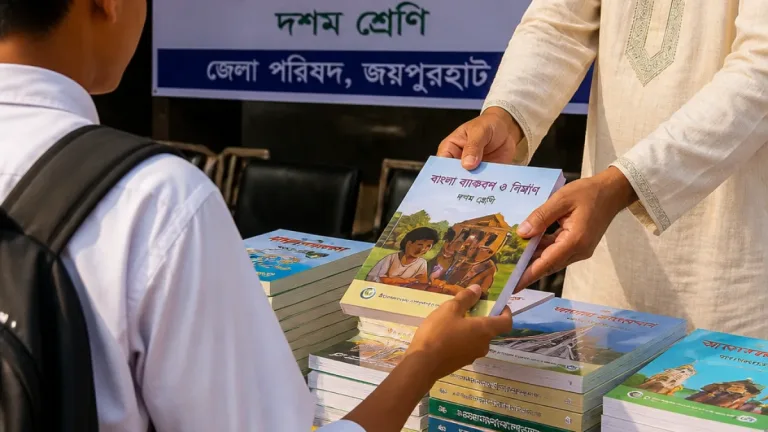 জয়পুরহাটে জেলা পরিষদ তহবিল থেকে দশম শ্রেণীর মোরসালিনকে পাঠ্যপুস্তক প্রদান