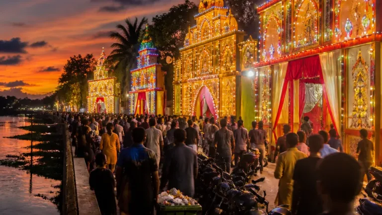 ঝালকাঠি জেলার কাঠালিয়ায় বর্ণিল আলোকসজ্জায় দুর্গোৎসব: ভিড় ও সম্প্রীতির ছোঁয়া