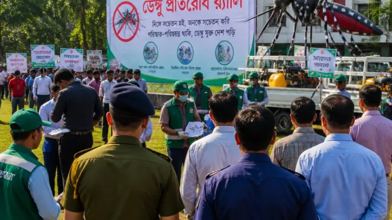 ঝালকাঠিতে বিভাগীয় কমিশনারের উপস্থিতিতে ডেঙ্গু প্রতিরোধ অভিযান ও জনসচেতনতা র‍্যালি