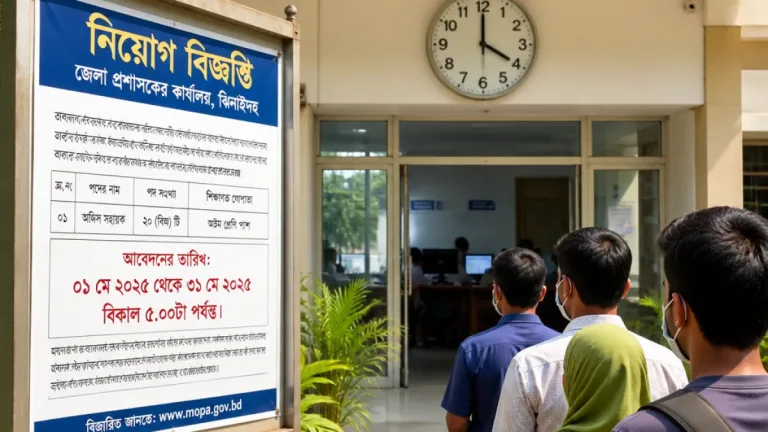 ঝিনাইদহ জেলা প্রশাসকের কার্যালয়ে ১৫ ও ১৬ গ্রেডে ১৭ পদে নিয়োগ বিজ্ঞপ্তি