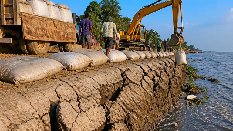 কবিরপুর চরে পদ্মা ভাঙন রোধে আপৎকালীন জিওব্যাগ ডাম্পিং শুরু