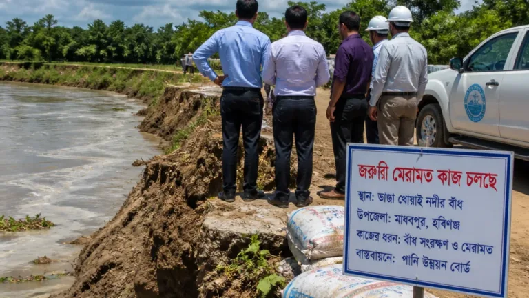খোয়াই নদীর ভাঙা বাঁধ ১৫ দিনের মধ্যে মেরামতের নির্দেশ দিলেন প্রতিমন্ত্রী
