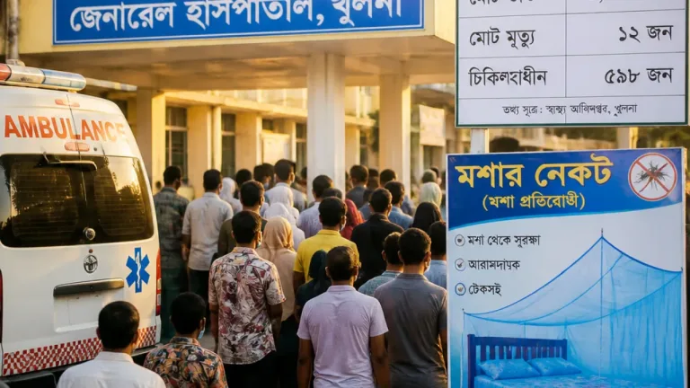 খুলনা বিভাগে ডেঙ্গু পরিস্থিতি উদ্বেগজনক: ২৪ ঘণ্টায় ২ জনের মৃত্যু, ৭৫ জন ভর্তি