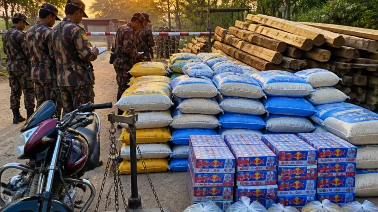 কুমিল্লা-ব্রাহ্মণবাড়িয়া সীমান্তে বিপুল পরিমাণ ভারতীয় চোরাচালানী পণ্য জব্দ