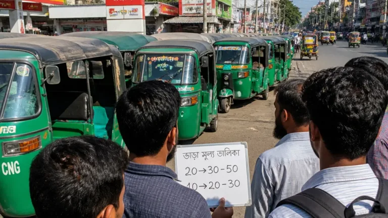 কুমিল্লায় গ্যাস-সংকটে সিএনজির অভাব, যাত্রীরা গণপরিবহনে ভোগান্তি ও বাড়তি ভাড়া অভিযোগ