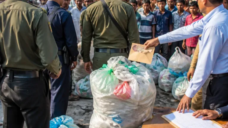 কুড়িগ্রামে অভিযানে ১১১ কেজি নিষিদ্ধ পলিথিন জব্দ, প্রতিষ্ঠানকে ৫ হাজার টাকা জরিমানা