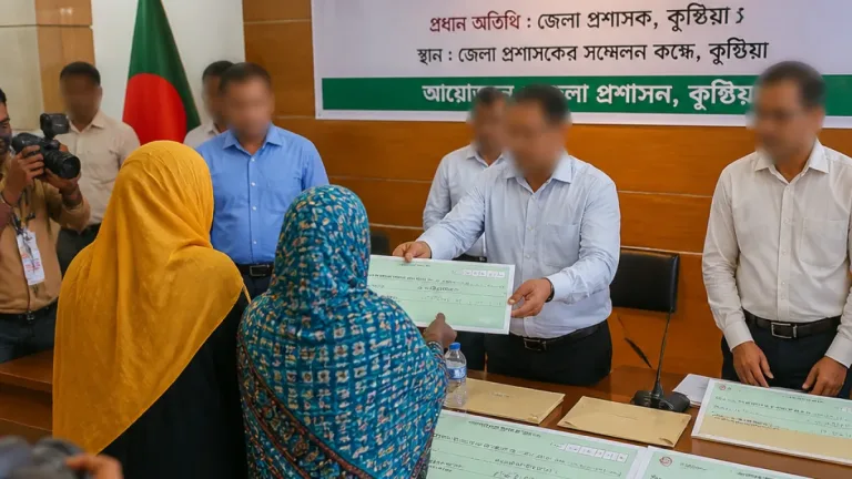 কুষ্টিয়ায় সড়ক দুর্ঘটনায় ক্ষতিগ্রস্ত ৮৩ পরিবারের মাঝে ৩ কোটি ১৭ লাখ টাকার চেক বিতরণ