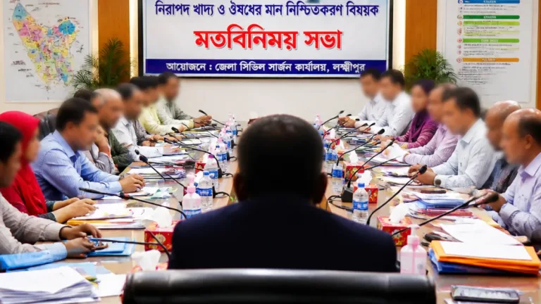 লক্ষ্মীপুরে জেলা স্বাস্থ্য ও সংশ্লিষ্ট দপ্তরের সমন্বয় সভা; নিরাপদ খাদ্য-ঔষধ মান ও জনস্বাস্থ্য প্রাধান্য