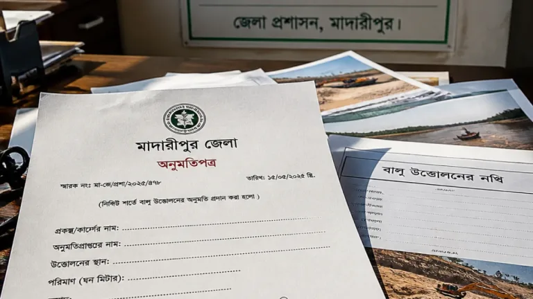 মাদারীপুরে ডিসির নাম-স্বাক্ষর জাল করে ভুয়া বালু উত্তোলন অনুমতিপত্র: জেলা প্রশাসনের সতর্কতা
