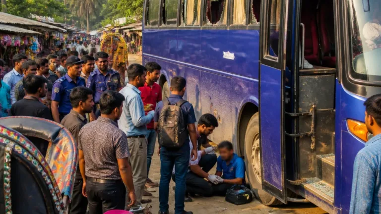 মানিকগঞ্জে জগন্নাথ বিশ্ববিদ্যালয়ের বাসে স্থানীয়দের হামলা, আহত অন্তত ১০