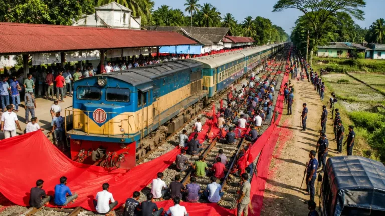 মশাখালী স্টেশনকে আন্তনগর স্টপেজ দাবিতে রেলপথ অবরুদ্ধ, ঢাকা–ময়মনসিংহ ট্রেন চলাচল বন্ধ