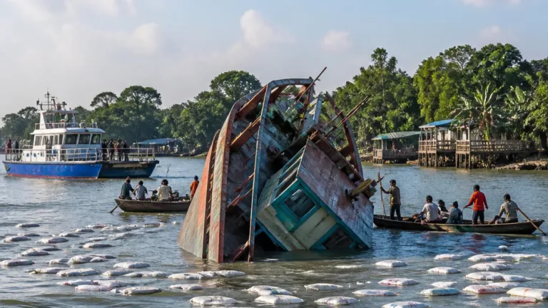 মেঘনার ঘূর্ণিস্রোতে ডুবে গেল ৪৪০০ বস্তা সিমেন্টবাহী ট্রলার