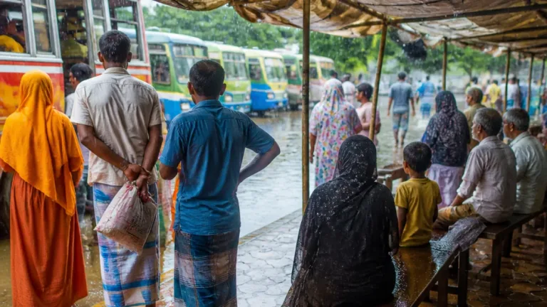 মোংলা বাসস্ট্যান্ডে মিলছে না যাত্রীছাউনি, প্রতিদিন রোদ-বৃষ্টিতে ভোগান্তি