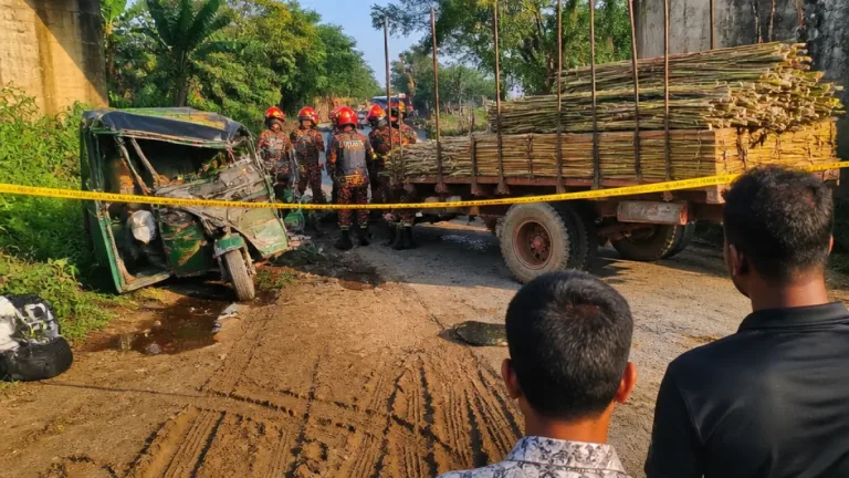 নলডাঙ্গায় চলন্ত ভ্যান থেকে ছিটকে পড়ে পাটবোঝাই ট্রলির চাকায় নারী নিহত