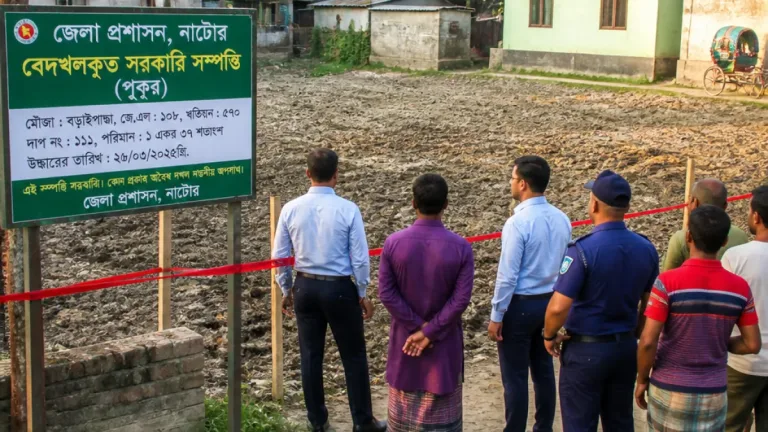 নাটোরে ৩৫ বছর পর উদ্ধার একরেকার খাস জমি, জেলা প্রশাসন নিয়ন্ত্রণে নিলো