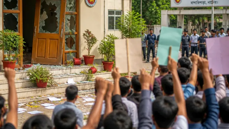 নাটোরে নিয়োগ অস্বচ্ছতার অভিযোগে বাগাতিপাড়ায় ইউএনও কার্যালয়ে বিক্ষোভ-ভাঙচুর