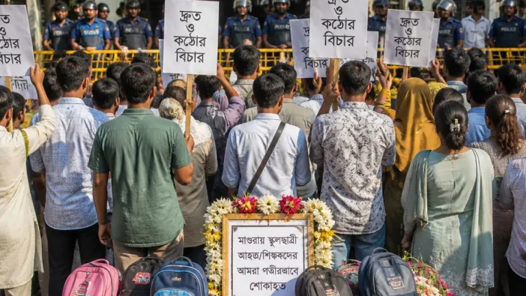 পাবনায় স্কুলছাত্রী কলি হত্যার ঘটনায় শিক্ষক-শিক্ষার্থী ও অভিভাবকদের মানববন্ধন, মূলহোতা গ্রেপ্তার