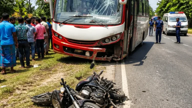 পাঁচবিবিতে যাত্রীবাহী বাসের ধাক্কায় মোটরসাইকেল আরোহীর মৃত্যু, চালক পালানোর চেষ্টায় গ্রেপ্তার অভিযান