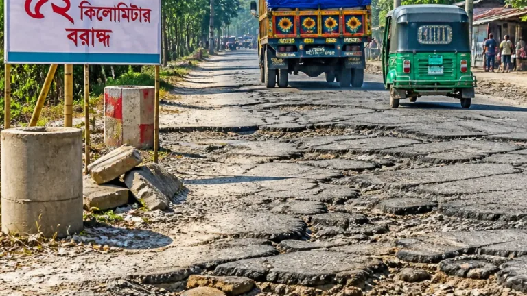 পঞ্চগড়ের আঞ্চলিক সড়কে খানাখন্দে চলাচল ঝুঁকিপূর্ণ: দ্রুত সংস্কারের আর্জি