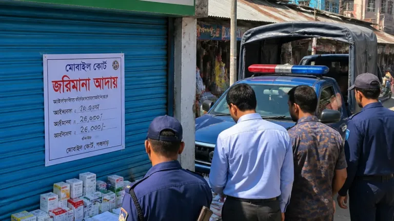 পঞ্চগড়ের জগদল বাজারে চিকিৎসক না হয়ে প্রেসক্রিপশন লেখায় ফার্মেসি মালিককে জরিমানা