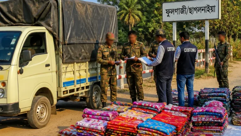 ফেনীতে সীমান্ত অভিযান: এক কোটি ৫৩ লাখ টাকার ভারতীয় শাড়ি-থ্রি-পিস ও কাভার্ড ভ্যান জব্দ