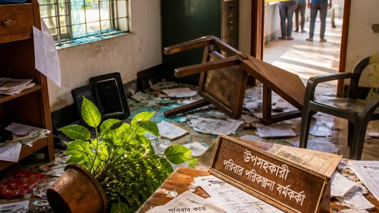 ফুলছড়ি ইউএনও কার্যালয়ে ভাঙচুর, ফ্যামিলি কার্ড নিয়োগে অনিয়মের অভিযোগ