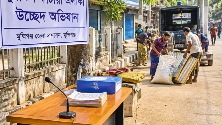 ফুটপাত দখল মুচিয়ে শহরের চলাচল সহজ—মুন্সিগঞ্জে জেলা প্রশাসকের স্পষ্ট বার্তা