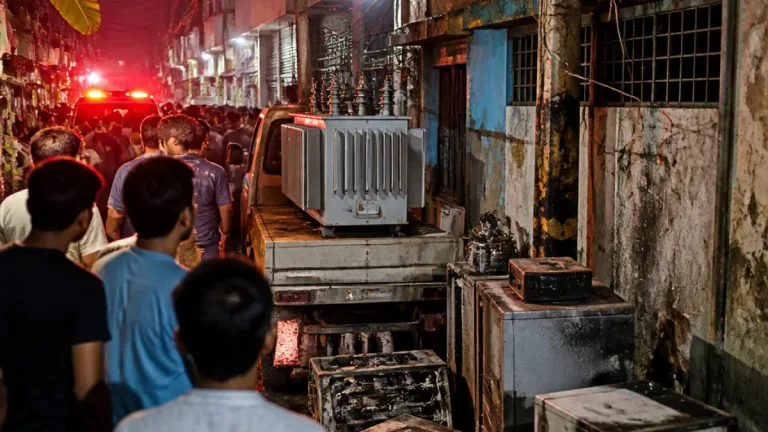 রাজশাহী কাটাখালীতে পোর্টেবল ট্রান্সফরমার চালু আর সঙ্গে সঙ্গে তিন মহল্লার ইলেকট্রনিকস পুড়ে ক্ষতি