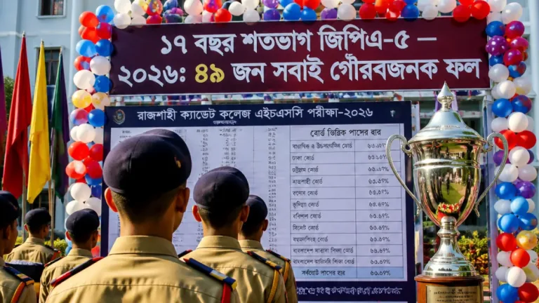 রাজশাহী ক্যাডেট কলেজের টানা ১৭ বছর শতভাগ জিপিএ-৫: ২০২৬ সালে ৪৯ জনের সবাই গৌরবজনক ফল