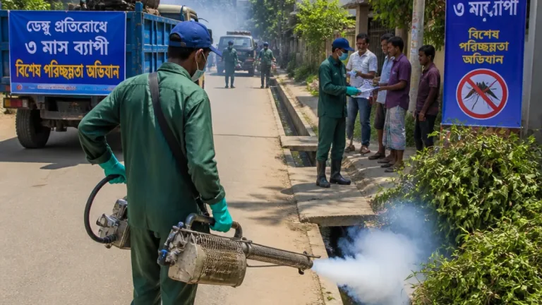 রাজশাহীতে তিন মাসব্যাপী ডেঙ্গু প্রতিরোধ অভিযান শুরু, ফগার ও লার্ভিসাইড স্প্রে চালু
