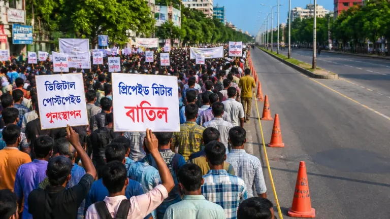 রংপুরে 'স্তব্ধ রংপুর' কর্মসূচি: প্রিপেইড মিটার বাতিলের দাবিতে নগরজুড়ে প্রতিবাদ