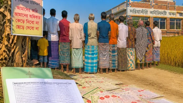 সরিষাবাড়ীতে ভূমিকেঞ্চন: প্রভাবশালী ভূমিদস্যু গ্রেপ্তার না হওয়ায় ভুক্তভোগীদের মানববন্ধন