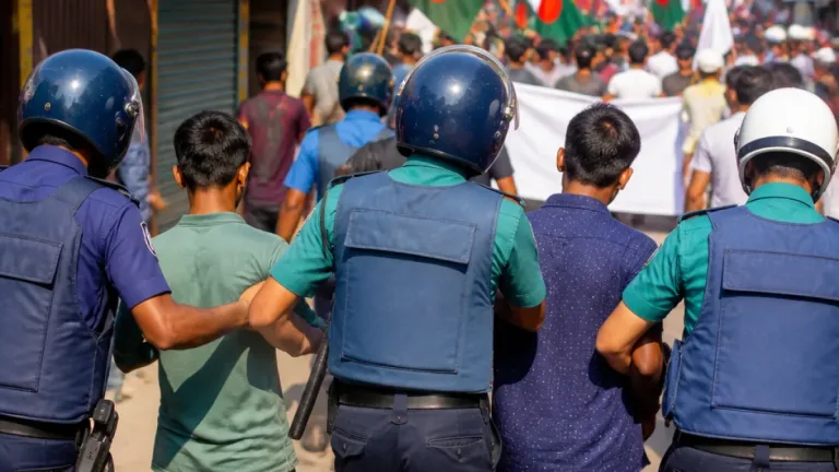 শরীয়তপুরে কার্যক্রম নিষিদ্ধ স্বেচ্ছাসেবক লীগের মিছিল, পুলিশের অভিযান—দুজন আটক