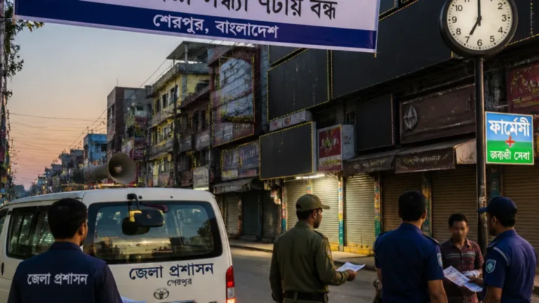 শেরপুরে রাত ৮টার মধ্যে মার্কেট-মল বন্ধে জেলা প্রশাসনের প্রচারাভিযান, আলোকসজ্জা সন্ধ্যা ৭টায় বন্ধের নির্দেশ