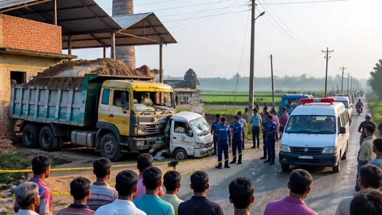 সিরাজগঞ্জে বেপরোয়া গতির ডাম্প ট্রাকে ধাক্কায় চালক নিহত; হেলপার আহত