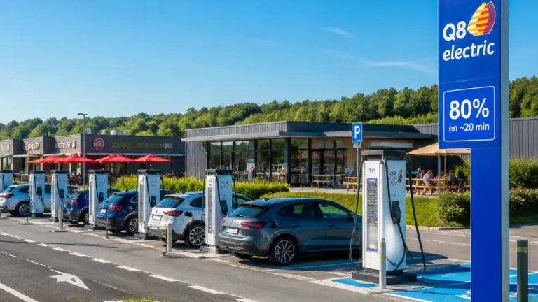 Ciney : une première en Wallonie, une station Q8 electric offre 80 % en 20 minutes le long de la N4