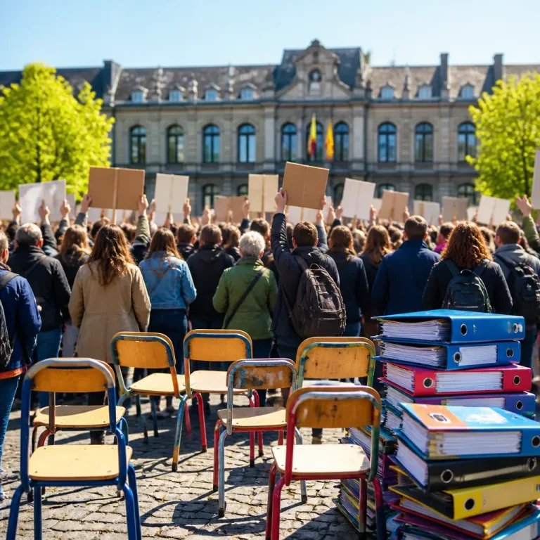 À Liège, 250 enseignants manifestent contre les économies dans l'enseignement: pression sur le gouvernement