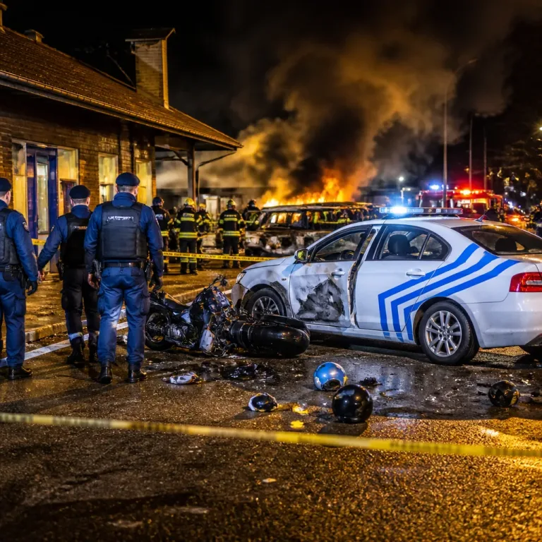 Violences à Saint‑Pierre‑des‑Corps après une collision : un policier en garde à vue, plusieurs blessés et véhicules incendiés