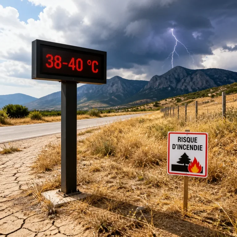 Cinquième canicule : chaleur généralisée, pointes à 38–40 °C et orages en montagne