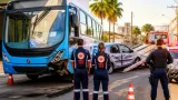 Colisão entre carro e ônibus do Transcol na Serra deixa dois feridos; coletivo estava vazio