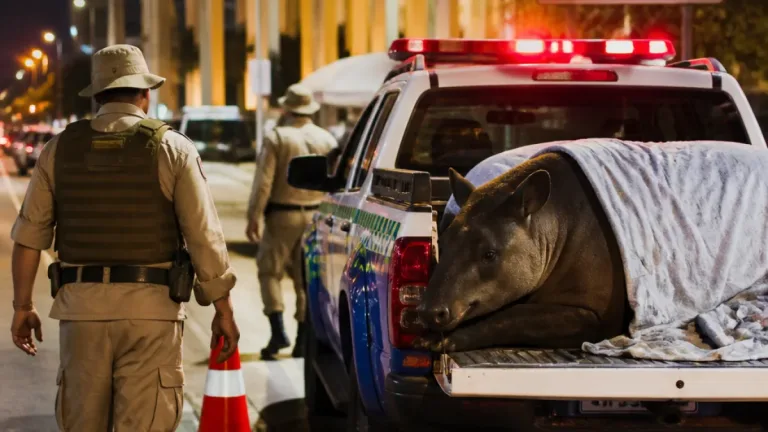 Anta atropelada no Parque dos Poderes mobiliza equipes em Campo Grande; animal pode ser eutanasiado