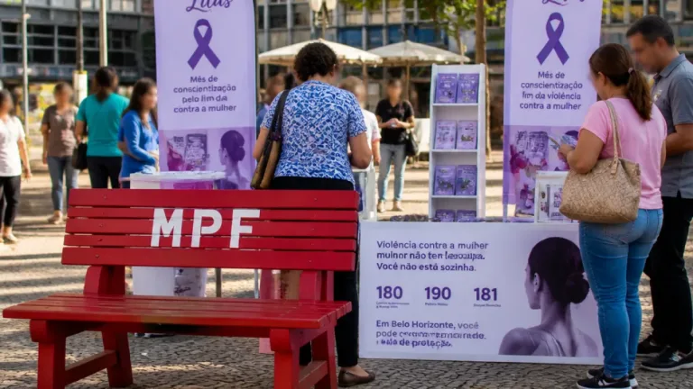 Belo Horizonte inaugura Banco Vermelho do MPF como alerta público contra violência de gênero