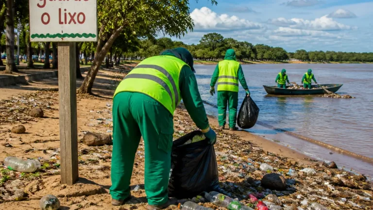 Boa Vista retira em média 2,6 toneladas de lixo das praias por semana, diz Prefeitura