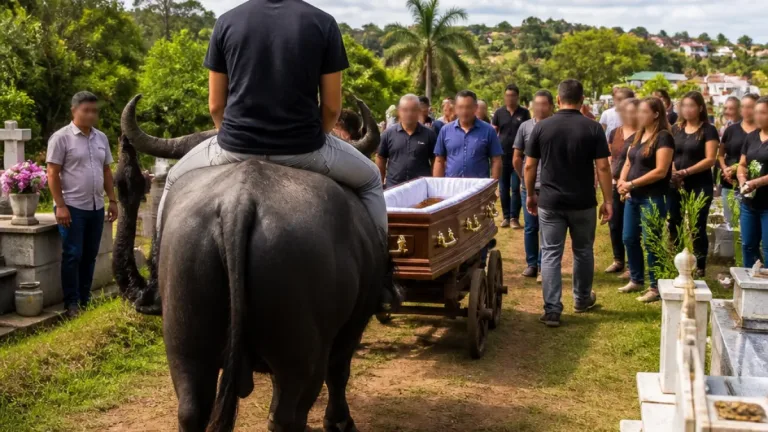 Búfalo Soberano abre cortejo fúnebre e emociona comunidade em Nova Hartz