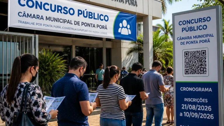Câmara de Ponta Porã abre concurso com salários de até R$ 7.999,59 e 30h semanais